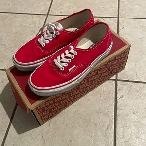 Women’s red vans, size 8 with box